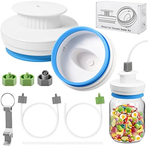 Jar Sealer Kits for FoodSaver Vacuum Sealer - Upgrade Canning Sealer Set with Hoses for Mason Jars with Regular and Wide Mouth, Additional Connectors Compatible with All FoodSaver Sealers (White)