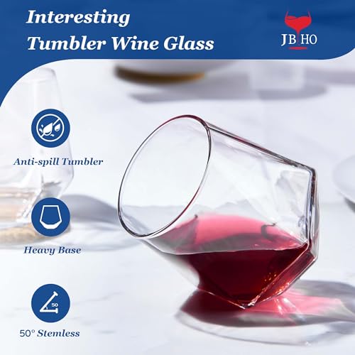 JBHO-Stemless-Wine-Glasses-Set-of-6-Red-or-White-Small-Wine-Glass-set-10oz-Diamond-Shaped-Unique-Short-Tumblers-Cocktail-Glass-Nice-Gift-Packaging-for-Housewarming-BirthdayValentineNewYear JBHO Stemless Wine Glasses Set of 6 Red or White Small Wine Glass set 10oz Diamond Shaped Unique Short Tumblers Cocktail Glass Nice Gift Packaging for Housewarming BirthdayValentineNewYear