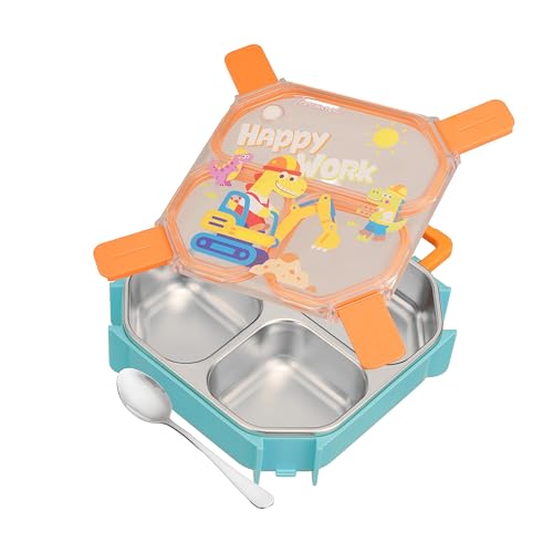 Image of Trueware Astro 304 Stainless Steel PU Insulated Lunch Box with Three Compartment BPA Free, Food Grade Ideal for School, Picnic, Office & Outdoor - 640ml