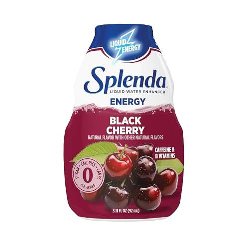 SPLENDA Energy Liquid Water Enhancer Drops, Sugar Free, Zero Calorie, Natural Flavor, Concentrated Drink Mix, 3.11 Fl Oz Each Bottle (Black Cherry, 1 Pack)