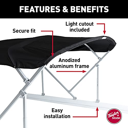 image for TAYLOR MADE PRODUCTS Manual Bimini Kit - 8'W x 10'L (Black), Black Fab