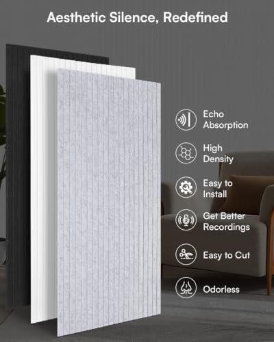 Image of SODOCT 6 Pack Large Acoustic Panels, 47.2 inch X 23.6 inch X 0.4 inch Sound Proof Panels for Walls, High Density Sound Absorbing Panels for Home Studio & Office, Black