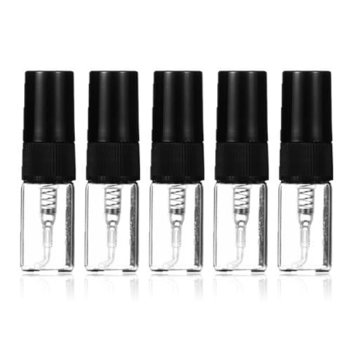 KIXZSAZ Botella pulverizadora de 5 piezas, accesorio de almacenamiento muestra transparente viaje, soporte para atomizador botellas líquidas, atomizadores Perfume, Negro, Pulverizador negro 2ml