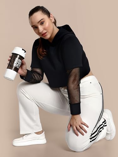 Image of CUPID Woman's Rich Cotton Side Stripes Joggers, Lower, Athleisure, Activewear Trackpant, Night n Gym Wear Lounge Pant for Ladies M to 2XL