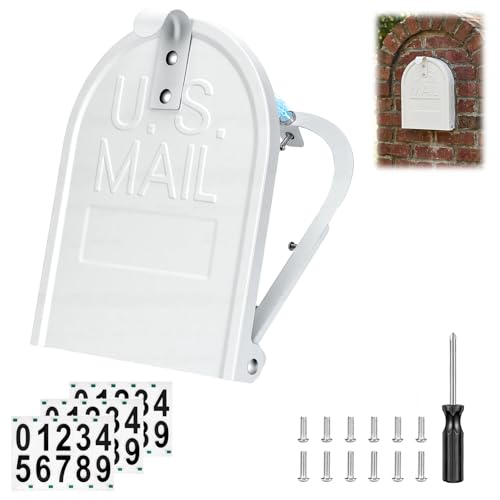Mailbox Door Replacement with Number Stickers 6 1/4 W x 8 1/4 H Steel Snap-in Door Magnetic Closure Screws Included Fits Curbside & Brick Mailboxes - Repair Kit for Rusted Mailbox White