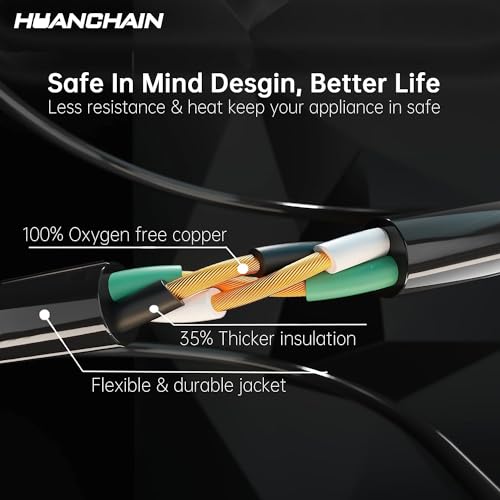 Image of HUANCHAIN 16 /3 Gauge Indoor Outdoor Black Extension Cord 100 FT Waterproof (Pack of 2)