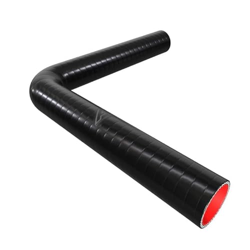 45mm (1 3/4") ID Black Fluorolined Silicone 90 Degree Long Fuel & Oil Elbow Hose - 300mm Each Leg (600mm Total Length)