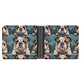 WAFICAC Cartera Divertida con diseño de Bulldog inglés para Hombre, Tarjetero Delgado, Monedero Plegable con Clip para Dinero, Regalo para Hombre.