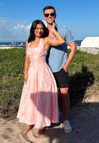 Changuan Halter Satin Prom Dresse for Women 2025 Jacquard Midi Aline Formal Evening Party Ball Gowns with Pockets2