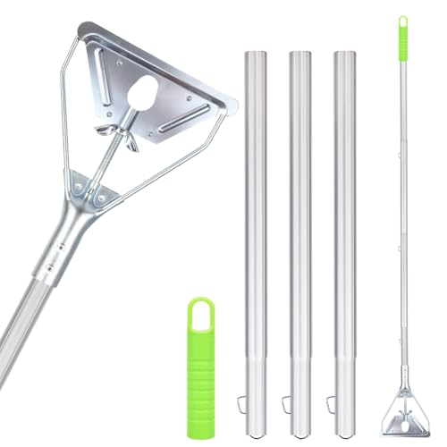 Image of Mop Handle Commercial Heavy Duty - 57 Inch Industrial Metal Mop Stick Replacement for Floor Cleaning - Professional Mops Head Replacement Holder