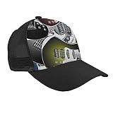 Baseball Cap Fashion Brim Trucker Mesh Hüte Snapback - Popstar Party E-Gitarren Rock Music Schwarz