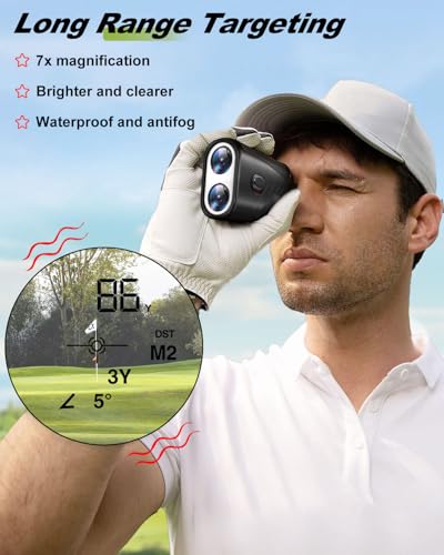 Image of Golf Rangefinder with Slope, 1200 Yards Range Finder Golf, 7X Magnification Laser Rangefinder with Flag Pole Locking Vibration, Rechargeable Range Finder with Magnet Stripe, Golf Accessories for Men