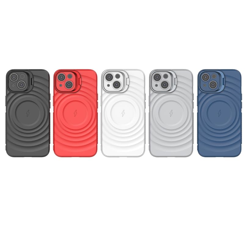 Image of LuxuryKase Shockproof Case for iPhone 14 | Ripple Pattern | Camera Protection | Inner Velvet Fabric Lining | Protective Cover with Enhanced Grip & Wireless Charging Support - Black