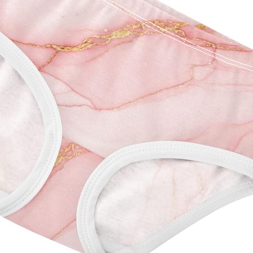 Cotton Toddlers Underwear Floral Elegant Pink Marble Gold Little Girl Panties Colorful Briefs Kids Undies 2t4