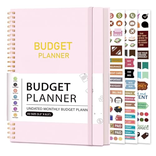 BIROYAL Budgetplanner, budgetboek voor 12 maanden, 200 pagina's, financiële planner incl. maandelijks budget, uitgaventracker, besparings-, inkomsten, budgetboek voor controle van je geld, ongedateerd