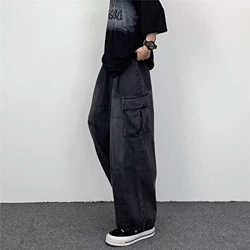 Women's High Waist Cargo Jeans Y2K Grunge Wide Leg Denim Pants Emo Goth Alternative Clothing Fairycore Streetwear4