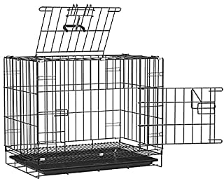 Dog Trust Easy to Move with Removable Tray Iron Cage Crate Kennel for Dog and Rabbit Black, 24 Inch