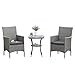 Outsunny Conjunto de Muebles Ratán para Jardín Formado por 1 Mesa y 2 Sillones con Cojines Estructura de Metal y Ratán Gris