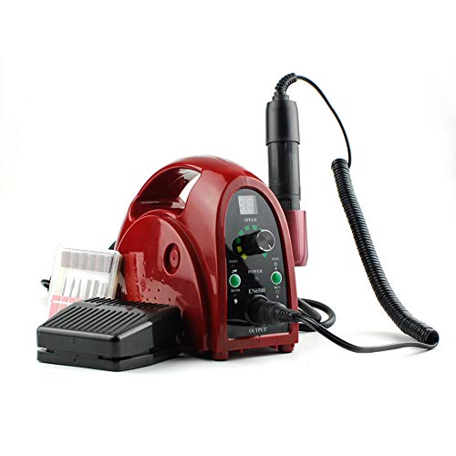 LUBANC Electric Acrylic Nail Art Drill File Manicure Pedicure Grooming Kit Bits Professional Salon Machine Fast Machine Manicure,Red
