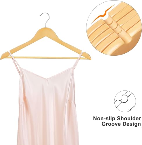 Kit 10 Cabides de Madeira Adulto 360° Para Roupas Calças Cor Marfim Envernizado Terno Calça Jeans Re