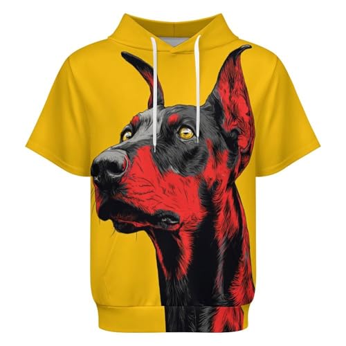 Animal Graphic Men's Short Sleeve Hoodie Sport Casual Sweatshirt Pullover Hooded T-Shirts with Pocket4
