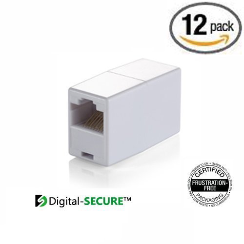 Digi-Sec RJ45 Cat 6/5e/5 Coupler (12 Pack, White, Unshielded UTP)