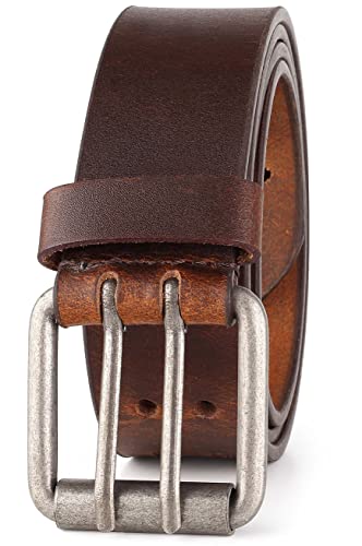 Image of F&L CLASSIC Leather Work Belt, Heavy Duty Double Prong full grain Leather Belts for Men 1 1 /2 inch, Mens Casual Belts for Jeans