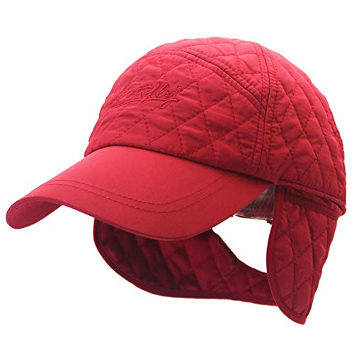 Outfly Plaid Gorras de béisbol Plegable Earflaps Sombreros Pareja Estilo,Rojo