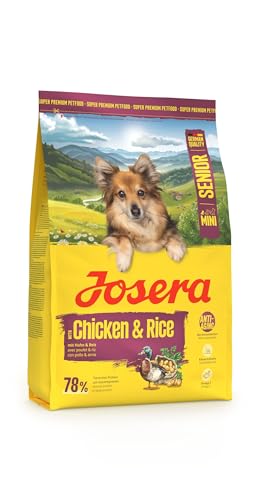 JOSERA Mini Senior Huhn & Reis (1 x 3 kg) | Premium Trockenfutter für ausgewachsene ältere Hunde Kleiner Rassen | Anti-Aging & Nierenentlastung | Extrakleine Kroketten | glutenfrei | 1er Pack