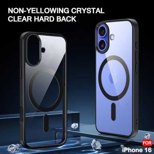 Image of TheGiftKart Ultra-Hybrid Back Cover Case for iPhone 16 Compatible with MagSafe | Camera Protection | Crystal Clear Transparent Back Cover Case for iPhone 16 (PC & TPU, Black Bumper)