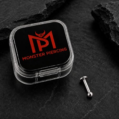 Image of Monster Piercing G23 Titanium Labret Stud, Internally Threaded, Plain Ball Top, Flat Back, 16G, 6mm /8mm /10mm - Sold as single piece