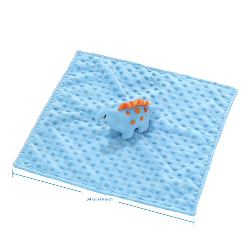 Image of CREVENT Cozy Plush Baby Security Blanket, Loveys for Baby Girls and Boys, Birthday (Fox + Dinosaur)