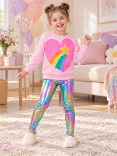Image of Little Girls Clothes Sets - Cute Sweatshirts Top Shirt & Leggings 2 Piece Kids Fall Winter Outfits Toddler Clothing