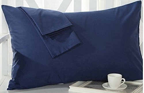 Travel Pillowcase 12x16 500 Thread Count Egyptian Cotton Set of 2 Toddler Pillowcase Zipper Closer 100% Egyptian Cotton (Toddler Travel 12x16 Zipper, Navy Blue Solid) — image 1