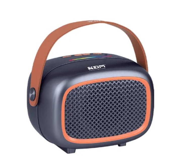 KDM 1010 Bonzo Portable Bluetooth Speaker, 10W Output, RGB Lights, TWS Pairing, FM Radio, Hanging Strap, USB/TF, Type-C Fast Charging,Metallic Grey-image-5