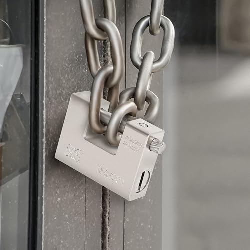 Image of ABOUT SPACE 95mm Heavy Duty Iron Padlock with 4 Keys - 1 kg Rust-Resistant Hardened Steel Security Padlock with Anti Drill & Pick Cylinder Security Shackle Chain Bar Lock for Containers,Warehouse