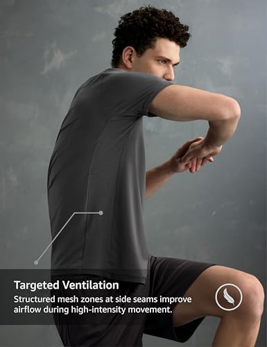 Image of Symbol Premium Men's Solid Regular Fit Sports Stretch T-Shirt | Round Neck | Raglan Sleeve | Moisture-Wicking | Activewear | Running | Gym | Plain (Available in Plus Sizes)