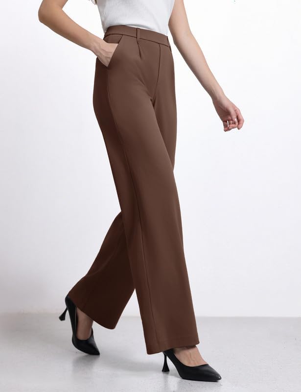 ESOFT Womens Dress Pants 27"/29"/31” Business Work Pants Wide Leg Pull On High Waisted Casual Stretchy Trousers Pockets - Image 3