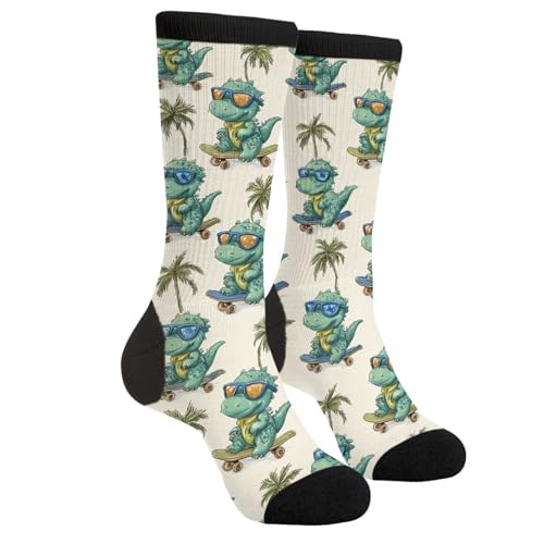 Tuaakeo Funny Dinosaurs Novelty Socks Casual Athletic Crazy Crew Socks For Women Men Gifts