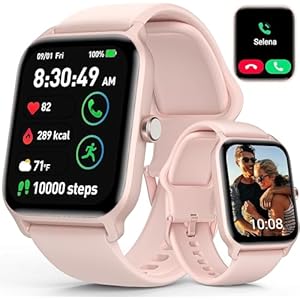 Smart Watches for Women, iOS Android Phones Compatible, Waterproof Fitness Tracker Smartwatches with Call, Alexa Voice, Heart Rate/Spo2 Monitoring, Sleep Tracking, 1.8 Inches (Pink)