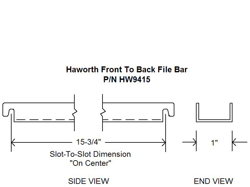 Haworth Front to Back File Rail for Haworth Cabinets - File Cabinet Metal Rail Insert - Heavy Duty 16 Gauge Steel Bar for Front to Back Filing - 1