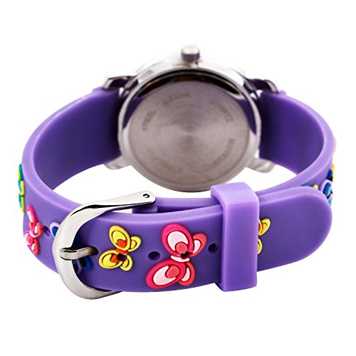 Kids Watch for Boys Girls, Toddler Watch Digital Analog Wrist Waterproof Watches with 3D Cute Cartoon Silicone Band, for 3-10 Years Old Childrens (Butterfly Purple)4