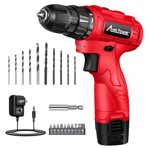 Image of AVID POWER 12V Cordless Drill, 3/8-Inch Keyless Chuck, High-Speed 1400 RPM & 25+1 Torque Control, Electric Power Drill Kit with 21pcs Bits, Battery and Charger