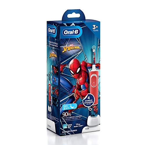 Image of Oral-B Kids Electric Rechargeable Toothbrush, Featuring Spider Man, Extra Soft Bristles (Age 3+ & Vitality 100 Black Criss Cross Electric Rechargeable Toothbrush Powered By Braun, 2 Count