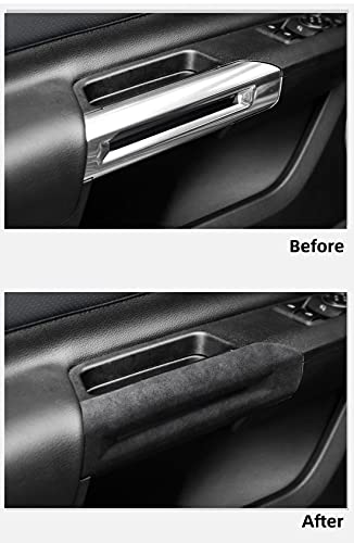 Gzxinwei Black Suede Cover Inner Door Handle Armrest Panel Styling Frame Sticker For Mustang 2015 2016 2017 2018 2019 2020 2021 #TOP2