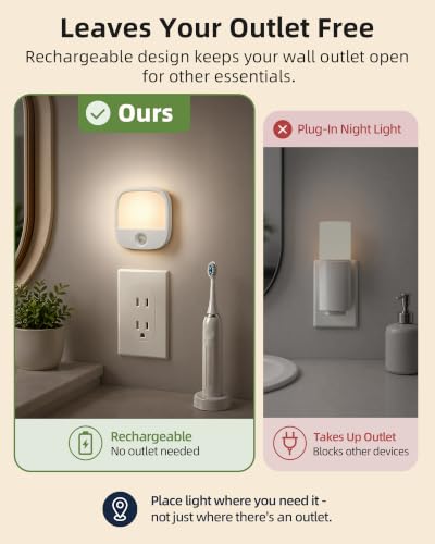 EZVALO Rechargeable Motion Sensor Night Lights, 2 Pack Magnetic Stick-On LED Lights with 3 Color Temperatures, Adjustable & Memory, Cordless Night Light for Closet, Bedroom, Hallway, Stairs, Bathroom