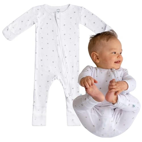 Dreamland Baby Bamboo Viscose Baby Pajamas (0-24 months). Ultra Soft Viscose Sleepers with 2-Way Zipper, Mitten & Foot Cuffs. Mom-Owned US Business, Premium Materials