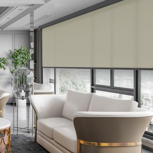ZSHINE Large Size Motorized Outdoor Windproof Roller Blinds (5% Openness)