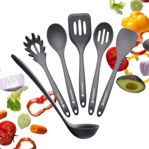 Starpack 'Like a Boss' XL Premium Silicone Cooking Utensils Set (6 Pcs) - Heat Resistant Kitchen Utensils 600°F - Non-Stick Silicone Utensil Set - Large Kitchen Utensils Set for Cooking & Serving Cover