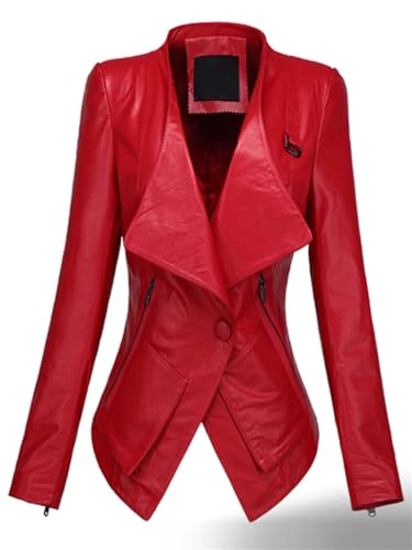 Short PU Leather Jacket Long Sleeve One Button Slim Fit Leather Jackets And Coats For Women2